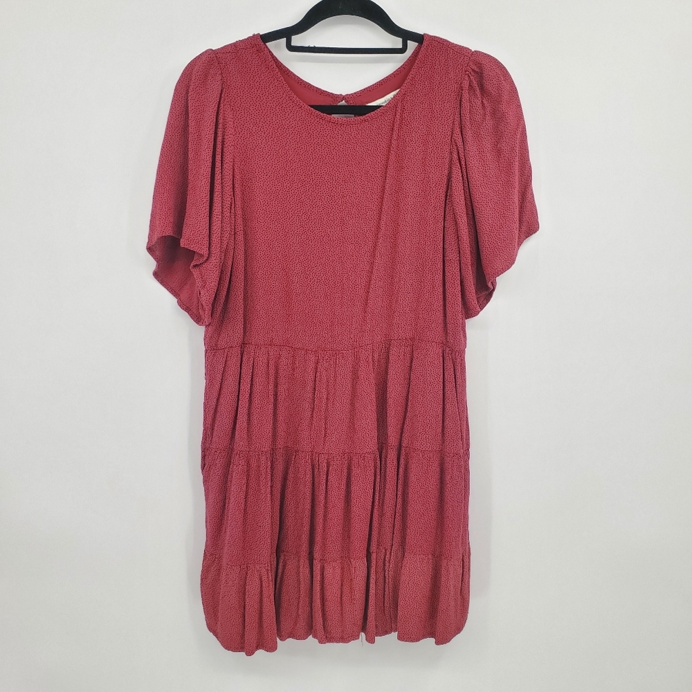 ◇◇ Abercrombie and Fitch Brick Red Tiered Shirt Polka-Dot Dress Size Small Tall